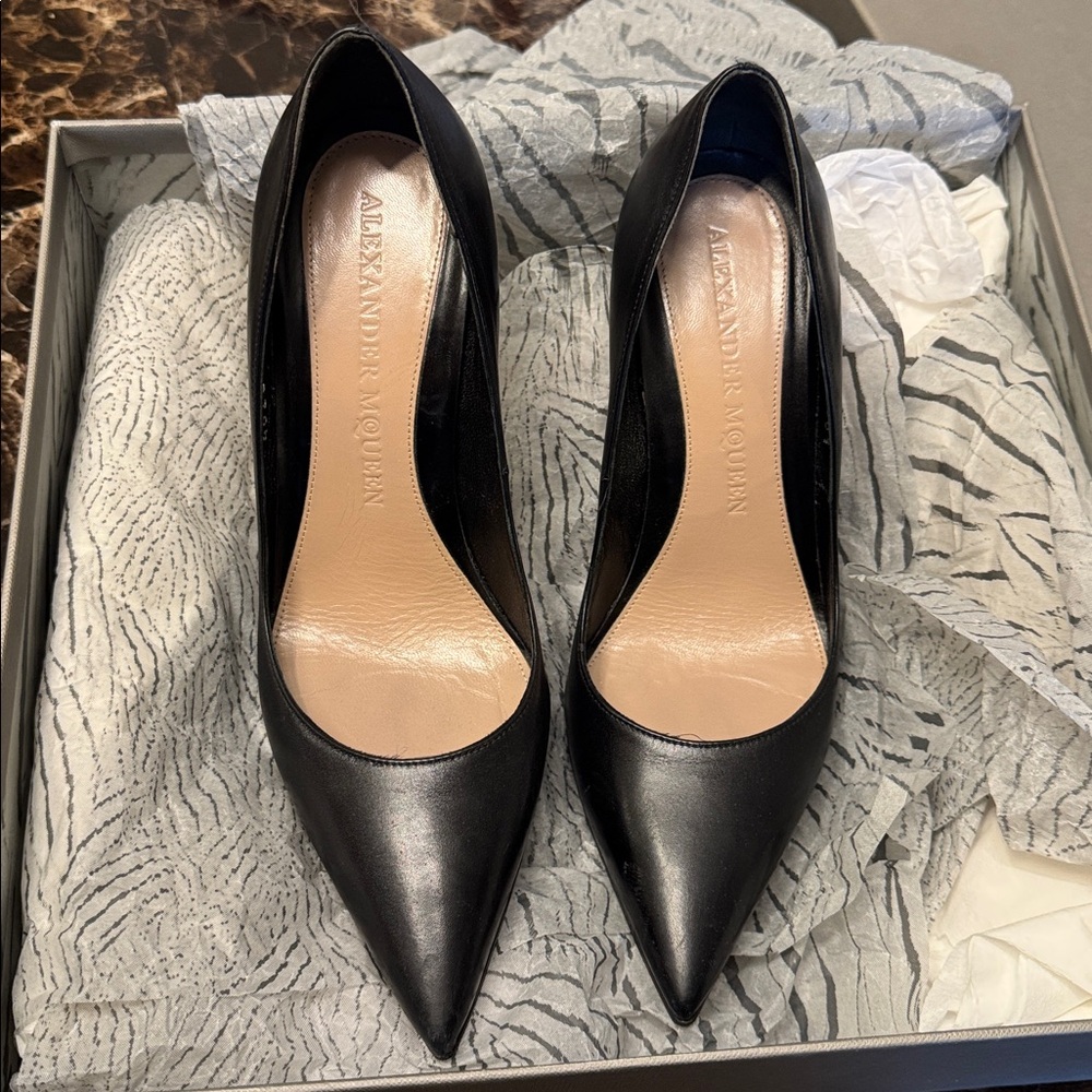 Alexander McQueen Black Leather Heels